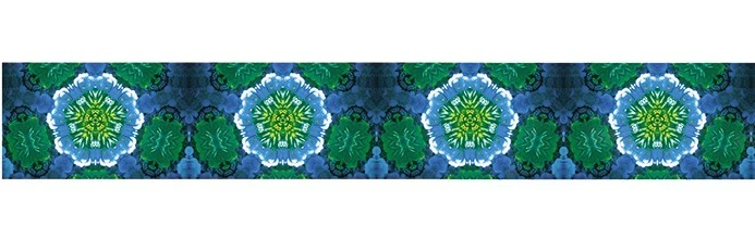Blue Green Flowers Prismatic Satin Wide Wired Ribbon 25 yd NEW tie dye fractal - Image 1 of 1