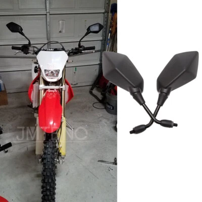 Black Motorcycle Rearview Mirrors 10mm For Honda XR650L XR250L XR350R CRF250X - Image 1 of 4