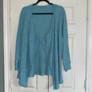 Soft Surroundings 1X Agua blue ribbed cardigan - Picture 1 of 6