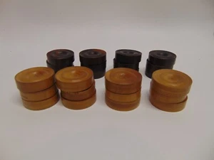 set of wooden checkers brown colors light & dark 1.25" round 3/8" thick - Picture 1 of 6