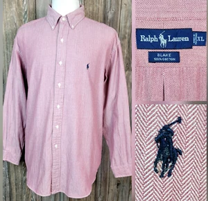 Ralph Lauren Blake Shirt Button Down Herringbone Long Sleeve Maroon Mens XL - Picture 1 of 9