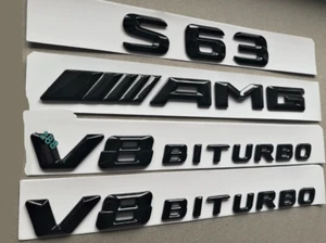 AMG For S CLASS S63 Glossy Black COUPE CONVERTIBLE AMG REAR BADGES EMBLEMS - Picture 1 of 1