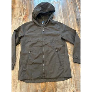Old Navy Black Youth Windbreaker Size Large 10/12 Zip Pockets Hood Lightweight - Picture 1 of 6