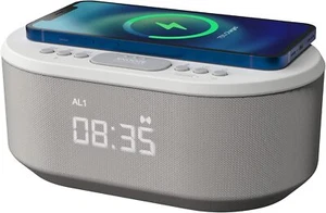 i-Box Bedside QI Wireless Charging Alarm Clock Radio With LED Display - Picture 1 of 28