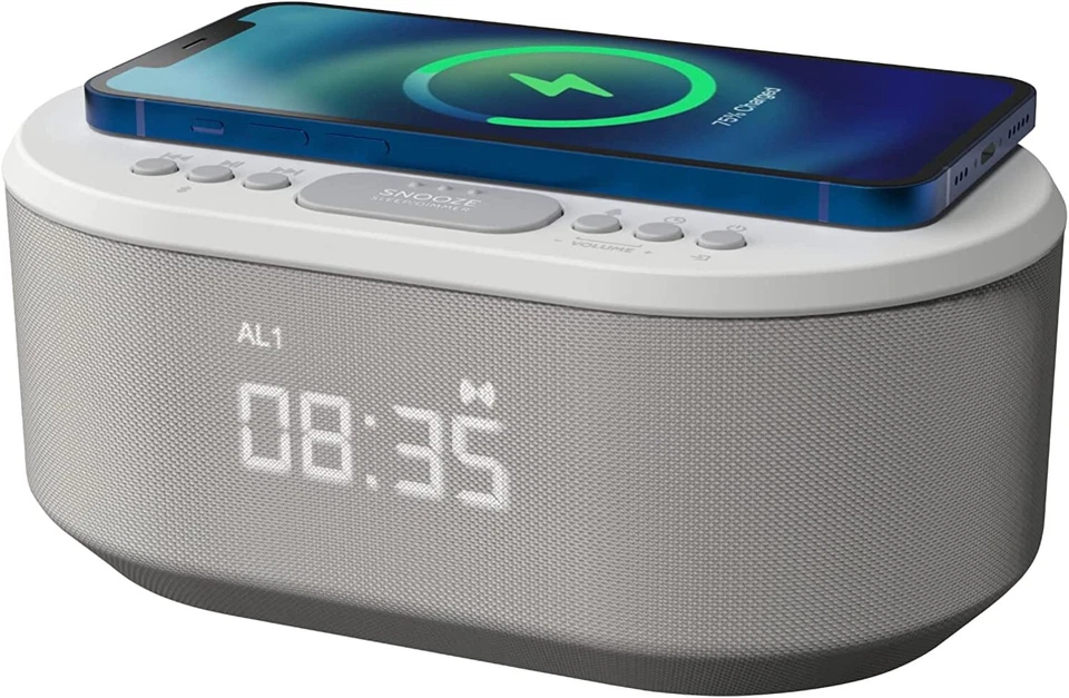 i-Box Bedside QI Wireless Charging Alarm Clock Radio With LED Display - Image 1 of 4