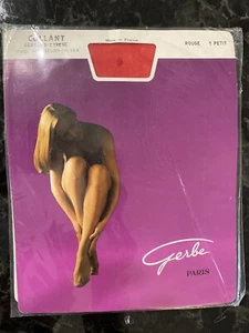 Gerbe Paris Collant Gerclub Cyrene VTG NOS Red Pantyhose Nylon Silk Sz 1 Petite - Picture 1 of 4