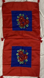 Vintage 2 Embroidery Korean Style Floral Square Throw Pillow Case Handmade - Picture 1 of 6