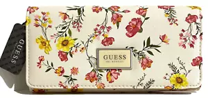 GUESS ABREE LARGE FOLD WALLET Floral Logo Clutch Purse NEW WITH TAGS • AUTHENTIC - Picture 1 of 10