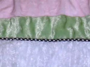 Kids Line Velour & Chenille Crib Skirt ~ Drop 14" ~ Pink White Green - Picture 1 of 2