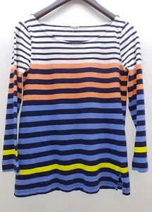 J Crew Women Factory Colorblock Stripe Tee Cotton Classic Fit 3/4 Sleeve Size S - Picture 1 of 2