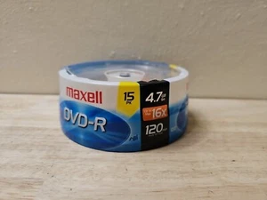 Maxell DVD-R 4.7GB Write-Once, 16x Recordable Disc Spindle Pack of 15 **NEW** - Picture 1 of 3