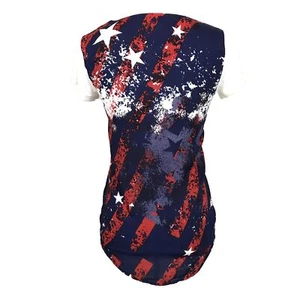 Marci Flag Red White Blue 4th July High Low Crop Top Americana XS - Picture 1 of 5