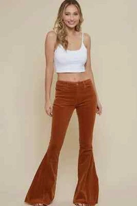 Saints & Hearts Rust micro- Corduroy Bell Bottom Pants Size S NWT $68.  (28) - Picture 1 of 6