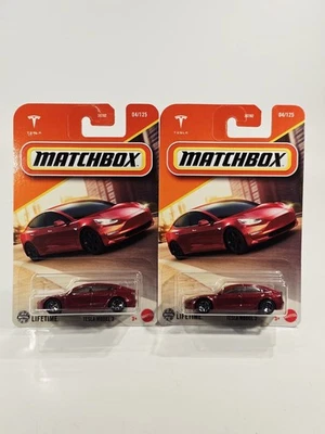 2025 Matchbox Tesla Model 3 Lot Of 2 Red - Image 1 of 4