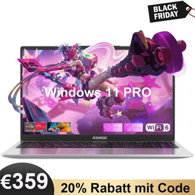 ACEMAGIC 15,6 Zoll Laptop AMD Ryzen 7 7730U 16GB DDR4 512GB SSD WiFi BT Notebook - Bild 1 von 4