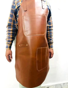 Apron Brown Bbq Blacksmith Men 100% Cooking Woodworking Butcher Leather Chef - Picture 1 of 7