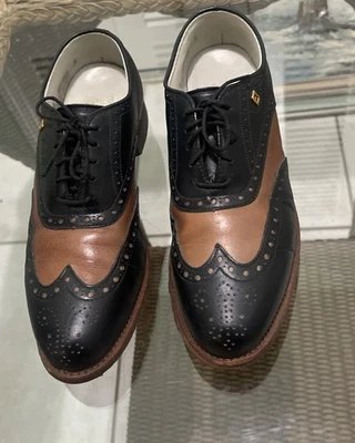 Vintage Footjoy Classics Women's Leather Made USA Wingtip Golf Shoes Size 7B - Image 1 of 4