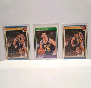 1988-89 Fleer John Stockton (3) Rookie Cards Lot: RC #115 und #127 All Star Jazz - Bild 1 von 8