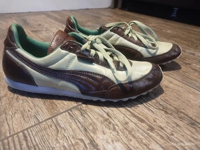 Zapatillas deportivas Puma vintage raras verdes con cuero marrón EE. UU. 9? Leer Foto 1 de 4