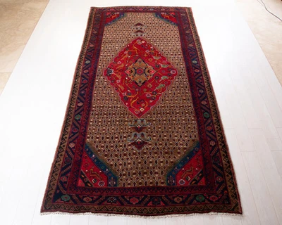 Alfombra tribal vintage coleccionable anudada a mano excelente de 10' 7" x 5' 3" Foto 1 de 4