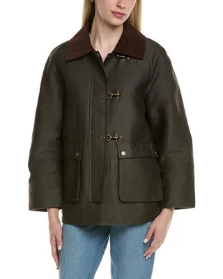 Abrigo de lluvia corto para mujer Tahari Taylor verde M Foto 1 de 3