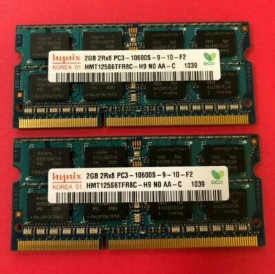🔥Hynix 4GB (2x2GB) 2Rx8 PC3-10600S Laptop Memory RAM HMT125S6TFR8C-H9 TESTED - Image 1 of 2