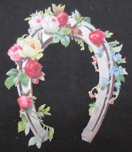 CHATARRA VICTORIANA - HERRADURA CON ROSAS Y NO ME OLVIDES 4 1/2" X 4" - Imagen 1 de 4