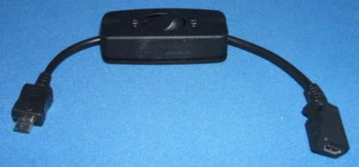 30cm Short Power Switched microUSB extension cable/lead. Raspberry Pi etc On/Off - Image 1 of 2