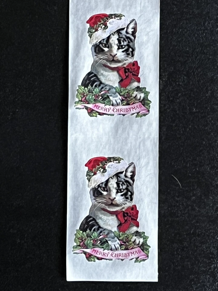 MRS. GROSSMAN’S 10 Sheets Gifted Line John Grossman Merry Christmas Cat With Santa Hat Stickers