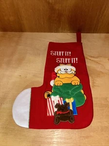 Garfield Stuff It Stuff It Christmas Holiday Red Stocking R. Dakin 1978 1981 - Picture 1 of 9