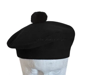 Scottish Tam O Shanter Hat Military Bonnet Beret Balmoral Army Cap Scott's Hat - Picture 1 of 2