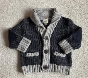 Ted Baker Baby Boy Cardigan Jacket Blue Grey Buttons Pockets 6-9 Month - Picture 1 of 10