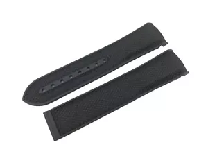 Black Rubber Fabric Strap Band fit OMEGA watch 20mm 22mm Buckle Clasp - Picture 1 of 6