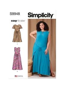 Abiti donna taglie forti Simplicity Easy CUCIRE PATTERN S9948 20W-28W o 30W-38W - Foto 1 di 7