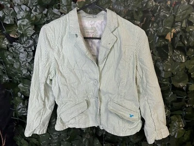 American Eagle Outfitters GREEN WHITE STRIPE  BLAZER SIZE  M - Image 1 of 4