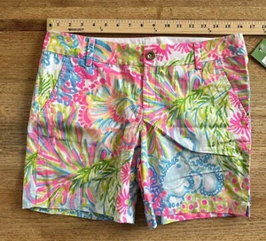 LILLY PULITZER Jayne Short 7" Schrittlänge Multi Lovers Koralle 100 % Baumwolle Größe 6 - Bild 1 von 5