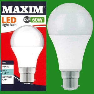 6x 10W (=60W) GLS BC B22 LED Light Bulb Lamp, 6500K Daylight White 806Lm Maxim - Picture 1 of 2