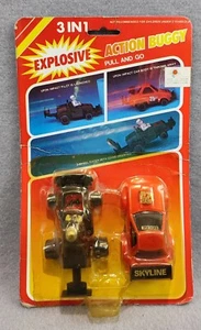 ACTION BUGGY PULL AND GO EXPLOSIVE 3 IN 1 RED VINTAGE SKYLINE 1983 CARS LITARDI - Foto 1 di 2