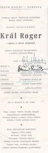 KING ROGER - SYMANOWSKI Varsovia 1965 programa firmado por elenco - programa raro  - Imagen 1 de 1