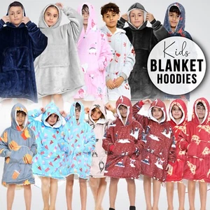 Niños Niñas Gran Tamaño Manta Con Capucha Peluche Sherpa Lanza Con Capucha Sudadera Prenda para el torso - Imagen 1 de 18