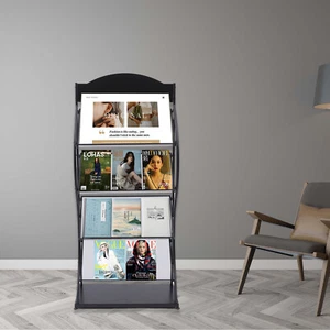 Newspaper Magazine Display Rack Book Shelf Floor-Standing Storage Rack School - Picture 1 of 11