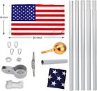 Heavy Duty Aluminum 20' Sectional Flag Pole Kit w/ 3' x 5' US Flag Gold Ball Kit