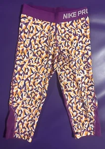 Nike Pants Girls  Small Purple Pro Dri-Fit Tight Capris Leggings Youth Kids - Picture 1 of 11