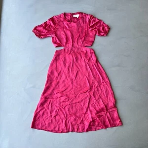 Anthropologie Satin Jacquard Punkte Cut-Out Midikleid. Rosa. UK 14. - Bild 1 von 8