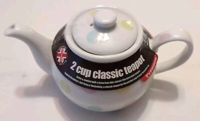 Typhoon Polka Dot Spotted White Teapot for One / Two Cups Never Used Orig Pkg - Image 1 of 4