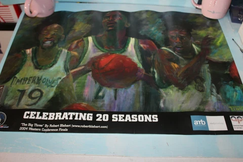 RARE 2009 Minnesota Timberwolves SGA  26x18 Robert Blehert Poster THE BIG THREE Cover