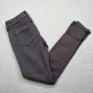 Ed Hardy Women's 26 x 30 Biker Gray Jeans Skinny Fit Zipper Ankles Moto - Picture 1 of 13