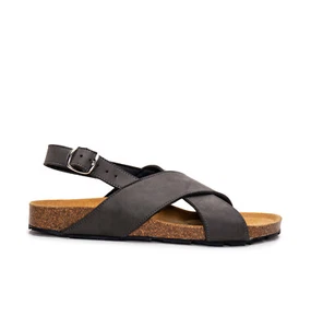 Vegan sandal flat slingback backless open-toe with adjustable ankle-strap buckle - Picture 1 of 12
