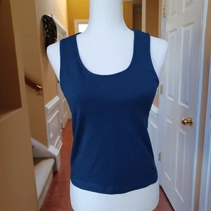 Vtg Champion Tank Top Womens M/L Blue Racerback Athletic Sleeveless Scoop Neck - Picture 1 of 11
