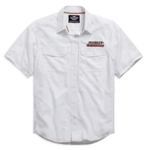 Harley-Davidson Men's White Short Sleeve Button Shirt, 3XL - 99015-15VM - Picture 1 of 2